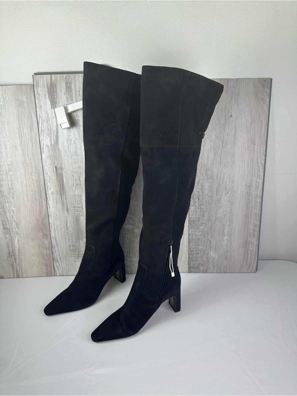 Sam Edelman Black Over-the-Knee Suede Block Heel Boots